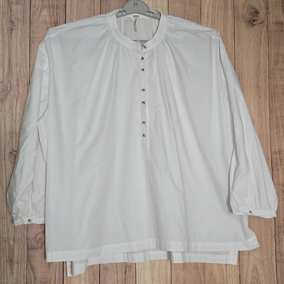 Free People Hey Baby Hi-Low Oversize Top 100% Cotton Size LARGE #OB658371 - Picture 12 of 15